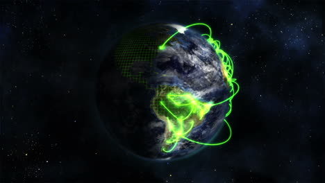 Tierra-Animada-Con-Enlaces-Verdes-Y-Nubes,-Con-Imágenes-De-La-NASA-Y-Estrellas.