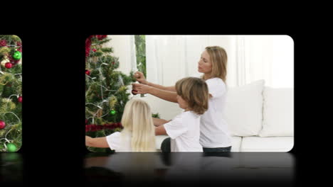 Hand-activating-christmas-videos-on-touch-screen