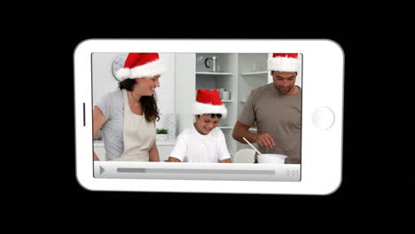Smartphone-showing-families-during-Christmas