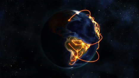 Animated-Earth-rotates-in-space,-highlighted-by-orange-links,-image-from-Nasa.org.