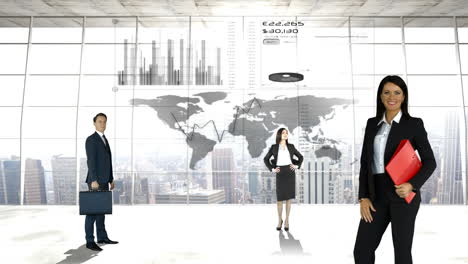 Business-people-in-front-of-a-world-map