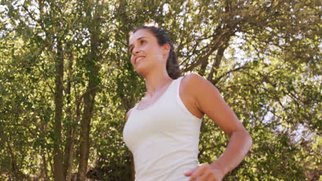 Woman-jogging-in-forest