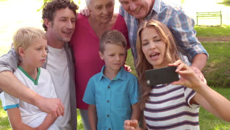 Happy-family-taking-a-selfie-in-the-park