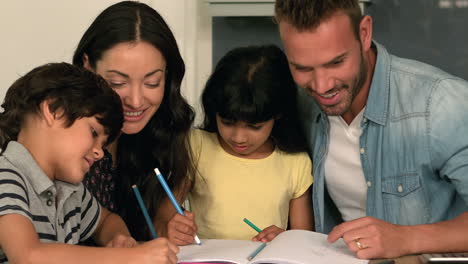 Happy-family-drawing-together