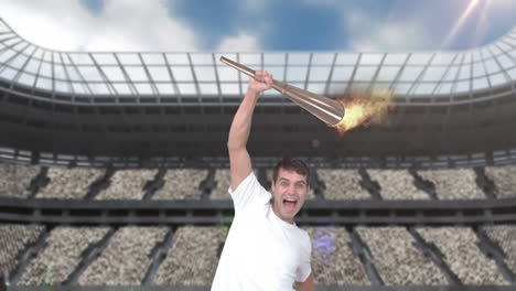 Montage-of-triumphing-athlete-holding-Olympic-torch-over-head