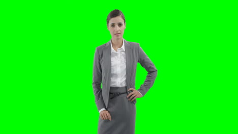 Businesswoman-using-a-virtual-touchscreen