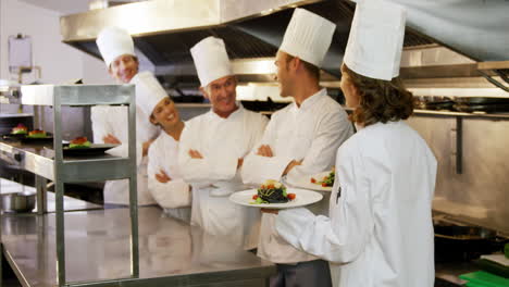 Chefs-talking-in-the-commercial-kitchen