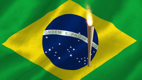 Olympic-torch-burning-against-Brazilian-flag