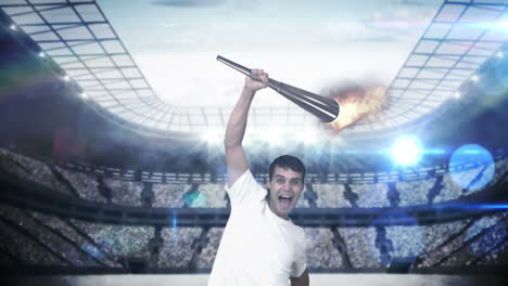 Montage-of-triumphing-athlete-holding-Olympic-torch-over-head