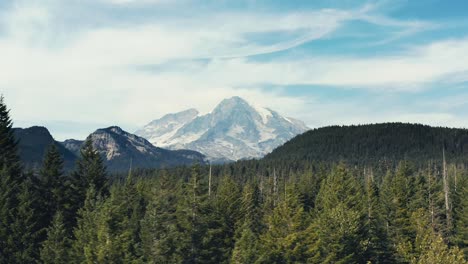 Incredibly-gorgeous-tilt-up-drone-aerial-shot-of-Mt-Rainier-in-Washington-State