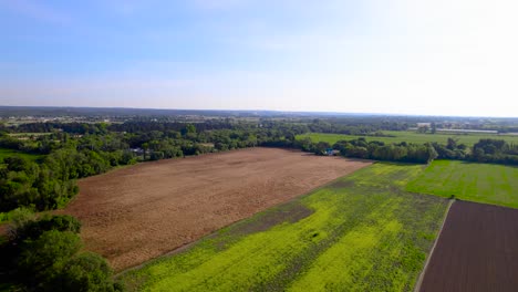 Toma-Aérea-En-órbita-De-Un-Campo-De-Trigo-De-Agricultores-En-Bernis,-Francia.