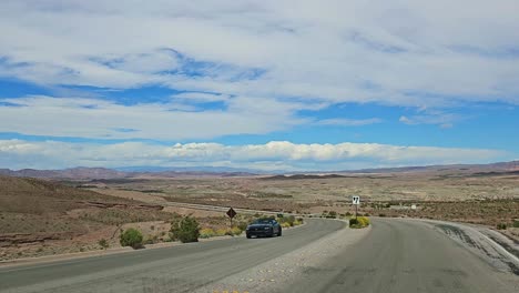 Northshore-Road-Route-167-Scenic-Landscape-Toward-Valley-of-Fire,-Nevada,-USA