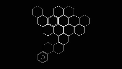 Hexágonos-En-Composición-Geométrica-Abstracta-Sobre-Fondo-Negro