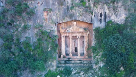 Ancient-Amyntas-Tomb-in-Fethiye,-Muğla-Türkiye:-Built-in-the-Year-350-BC