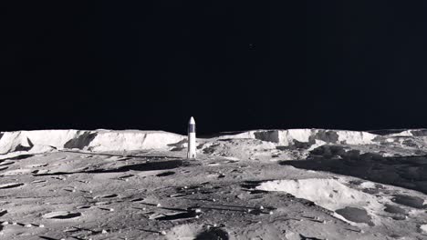 Medium-Establishing-Shot-of-a-Space-Rocket-on-the-Surface-of-the-Moon