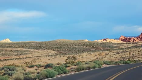 Driving-Along-Northshore-Road-in-Nevada-Toward-Valley-of-Fire-with-Scenic-Rocky-Landscape-Views,-Nevada,-USA