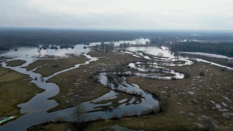 Aerial-shot-of-Soomaa-national-park-during-spring-time-when-it-overflows