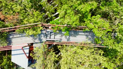 Aerial-shot-of-a-scientific-observational-deck-over-a-forest-in-Puéchabon