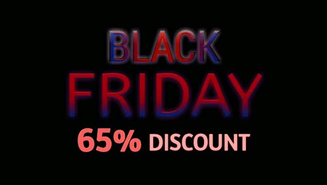 Black-Friday-Sale-Mit-65-%-Rabatt-Auf-Neontextanimation,-Motion-Graphics,-Banner-Zeichen-Für-Werbevideos