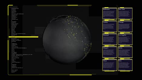 Computerbildschirm-Zeigt-Globus-Mit-Liste-Der-Städte