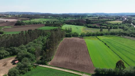 Panoramablick-Auf-Landwirtschaftliche-Ackerflächen-Auf-Dem-Land
