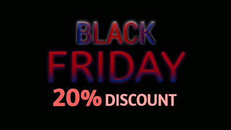 Black-Friday-Sale:-20-%-Rabatt-Auf-Neontextanimation,-Motion-Graphics,-Banner-Zeichen-Für-Werbevideos