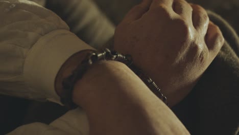 Hands-tied-of-prisoner-arrested-for-crime
