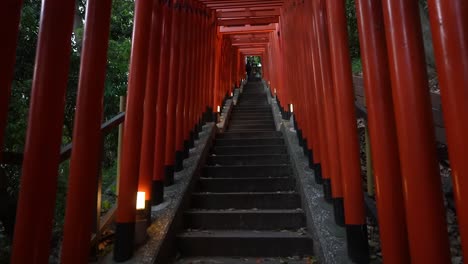Tunnel-of-Red-Torii-gates-at-Hie-Shrine,-Hie-Jinja,-Akasaka