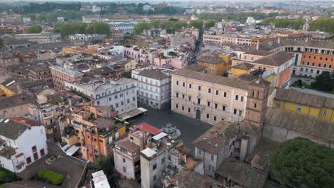 Cinematic-Establishing-Drone-Shot-Above-Trastevere-at-Sunrise-in-Rome