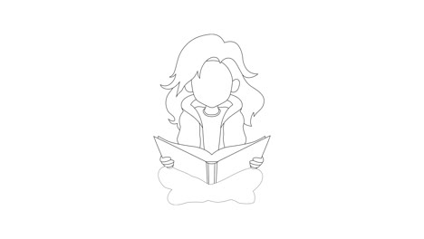 Animation-of-one-line-drawing-of-single-continuous-line-drawing-girl-reading-a-book