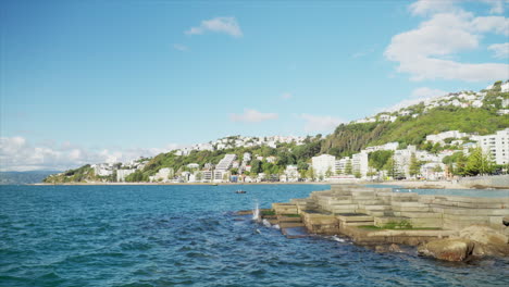 Losas-De-Piedra-De-Wellington-En-Near-Oriental-Bay,-Nueva-Zelanda