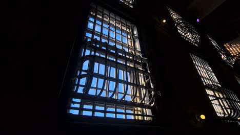 Alcatraz-Prison-Windows-With-Metals-Bars,-Inside-View