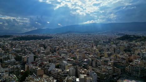 Panoramic-View-of-Athens-City-from-Above-in-Sliding-shot