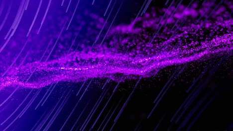 Animation-of-purple-light-spots-and-trails-on-blue-and-black-background