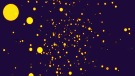 Animation-of-yellow-spots-moving-on-blue-background