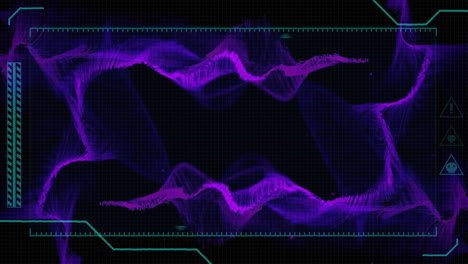 Animation-Eines-Digitalen-Bildschirms-über-Sich-Bewegenden-Violetten-Formen
