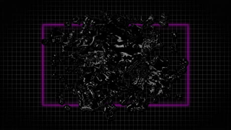 Animation-of-black-liquid-moving-in-purple-frame-on-black-background