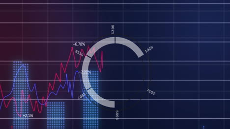 Animation-of-financial-data-processing-over-dark-background