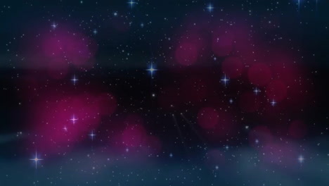 Animation-Von-Sternen-Und-Lichtpunkten,-Die-Sich-Auf-Schwarzem-Hintergrund-Bewegen