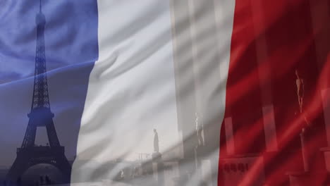 Animation-of-flag-of-france-with-eiffel-tower-background