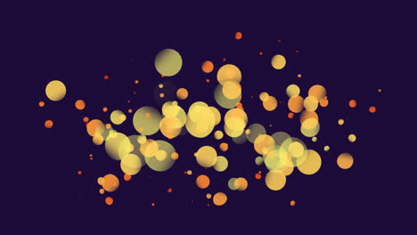 Animation-of-orange-spots-moving-on-blue-background
