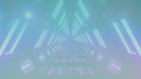 Animation-of-neon-tunnel-on-blue-background