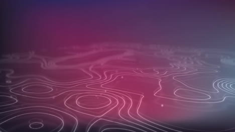 Animation-of-glowing-white-lines-moving-over-purple-background