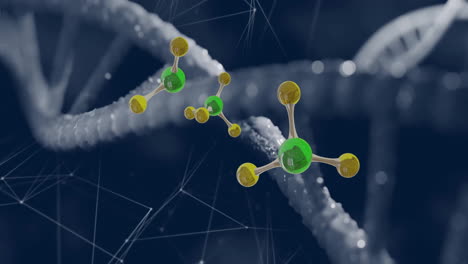 Animation-of-floating-molecules-over-dna-strand