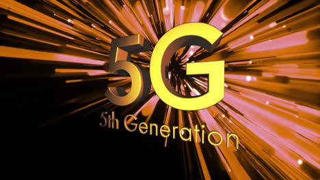 Animation-of-5g-5th-generation-text-and-light-trails-on-dark-background