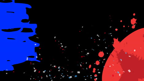 Animation-of-confetti-and-flag-of-france-colours-on-black-background