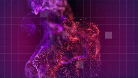 Animation-Von-Quadraten-über-Lichtpunkten-Auf-Violettem-Hintergrund