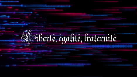Animation-of-liberte,-egalite,-fraternite-text-and-french-flag-colours-on-black-background