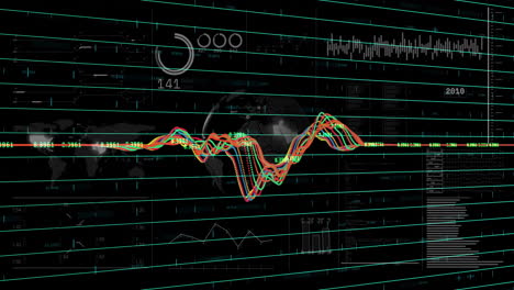 Animation-Der-Finanzdatenverarbeitung-Auf-Dunklem-Hintergrund