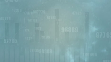 Animation-of-data-processing-and-rain-on-green-background